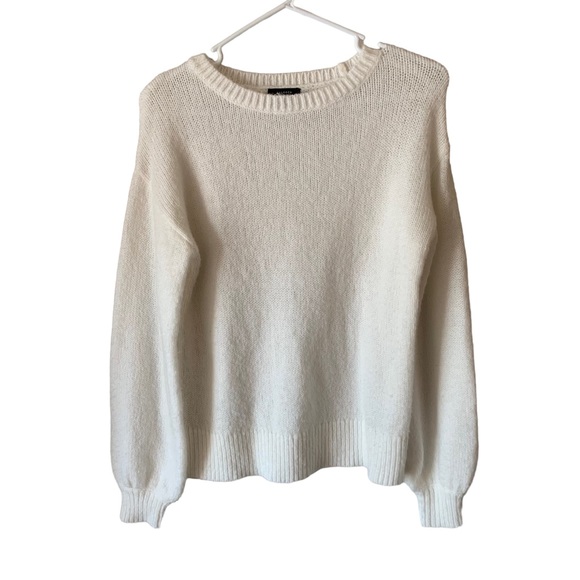 Halogen Sweaters - Halogen Womens White Puff Balloon Sleeve Oversized Cozy Crewneck Sweater Sz XXS